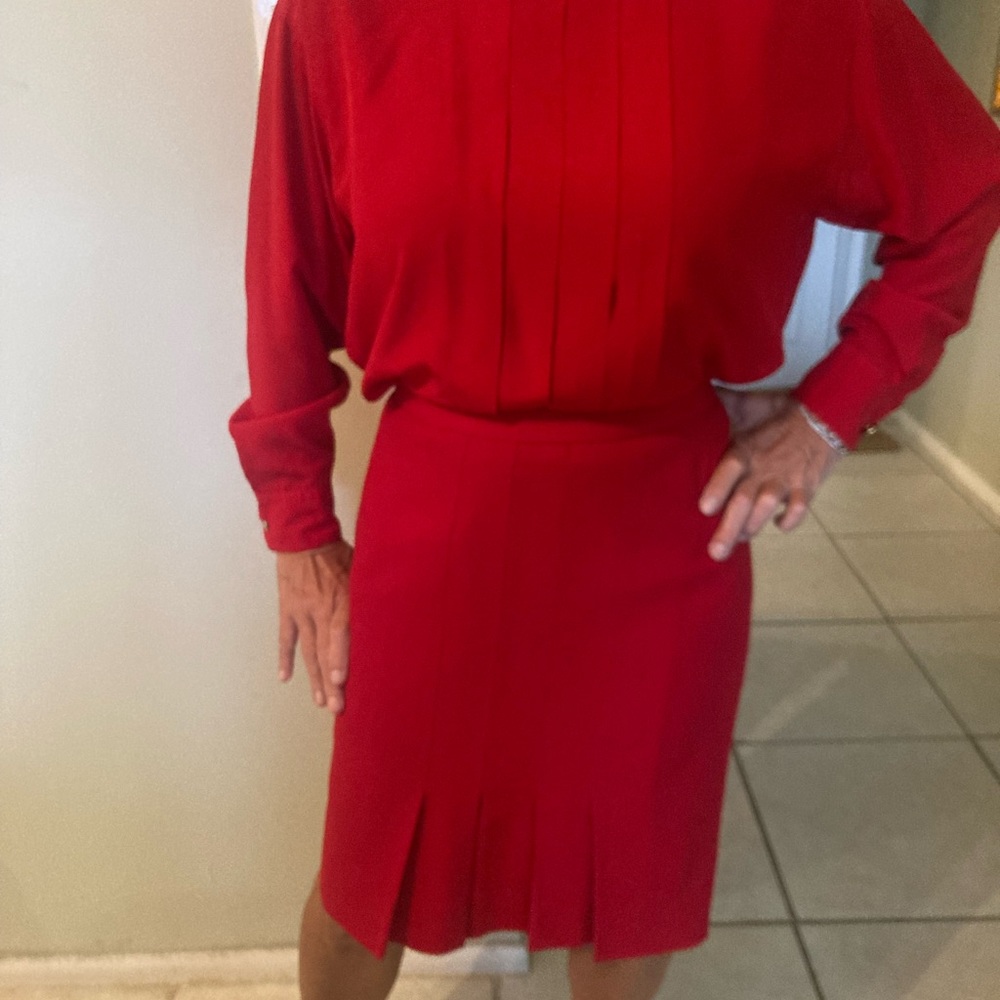 Chanel Classic Red Two Piece Shirt and Dress